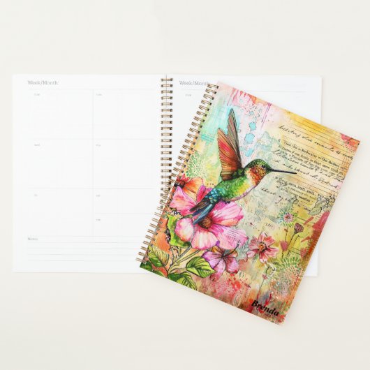 Retro Waterverf kolibrie Planner (Display)