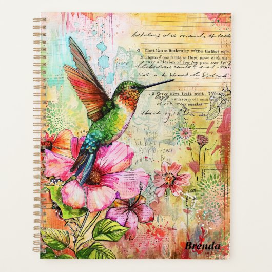 Retro Waterverf kolibrie Planner (Voorkant)