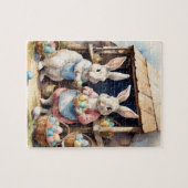 Retro Waterverf Konijntje Paaseiermarkt Legpuzzel (Horizontaal)