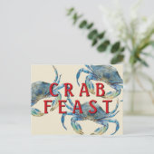 Retro Waterverf krab feest Briefkaart (Staand voorkant)