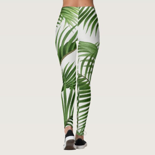  retro Waterverf palmbladeren Leggings (Achterkant)