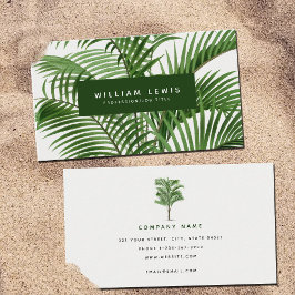 retro Waterverf palmbladeren Visitekaartje