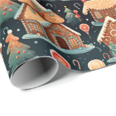 Retro Waterverf peperkoek kersthuizen Cadeaupapier (Rol Hoek)