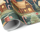 Retro Waterverf peperkoek kersthuizen Cadeaupapier (Rol Hoek)