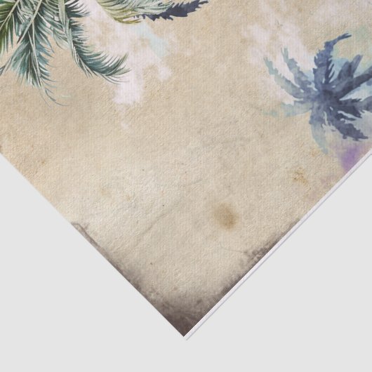 Retro Waterverf Piratenschip Palm Tree Decoupage Tissuepapier (Detail)