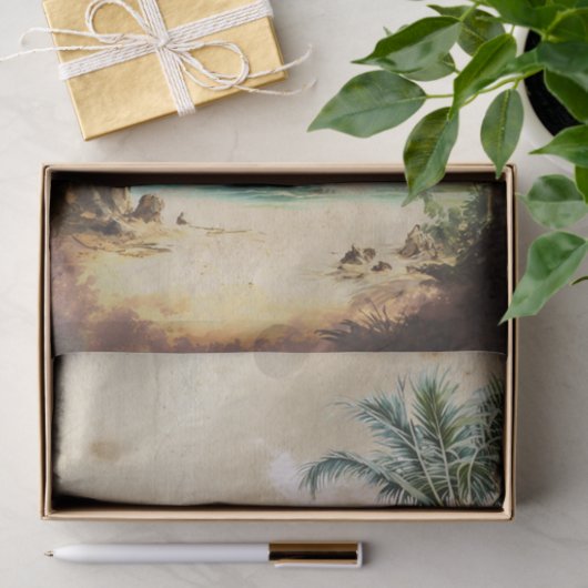 Retro Waterverf Piratenschip Palm Tree Decoupage Tissuepapier (Geschenk)