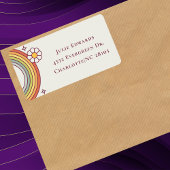 Retro Waterverf Rainbow Boho Adreslabel Etiket