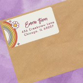 Retro Waterverf Regenboog Boho Bloem Vierkante Sticker