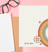 Retro Waterverf Regenboog Boho Bloem Vierkante Sticker