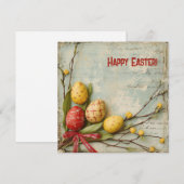 Retro waterverf rode en gele Easer eieren Feestdagenkaart (Voorkant / Achterkant)