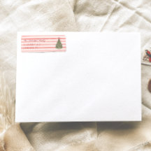 Retro Waterverf rode strepen kerstboom