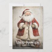 Retro-waterverf rood-wit kerstkaart van Kerstman (Voorkant)