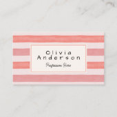 Retro Waterverf Roze Rode Strepen Trendy Girly Fun Visitekaartje (Voorkant)