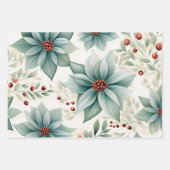 Retro Waterverf Roze, Rood, Groene Winterkerst Inpakpapier Vel (Voorkant 3)