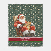 Retro Waterverf Santa Claus Vakantiedeken Fleece Deken (Voorkant)
