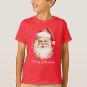 Retro  Waterverf Santa Face Christmas T-shirt (Voorkant)
