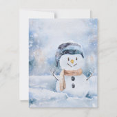 Retro Waterverf schilderij sneeuwman Feestdagenkaart (Voorkant)
