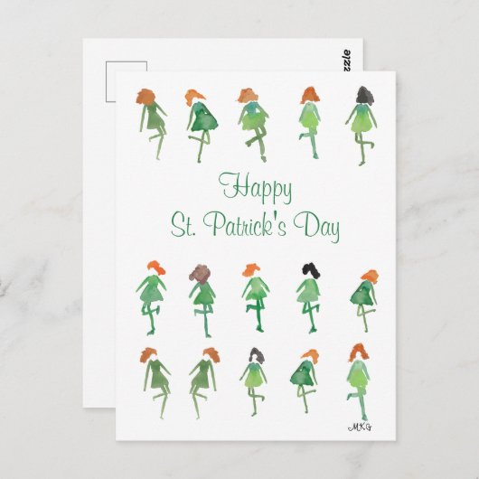Retro Waterverf St. Patrick's Day Irish Dance Briefkaart (Voorkant / Achterkant)