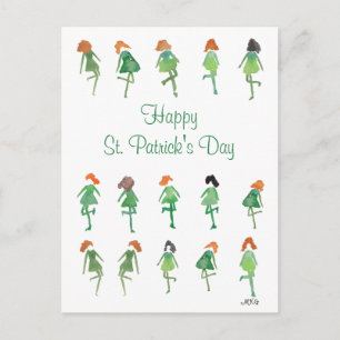 Retro Waterverf St. Patrick's Day Irish Dance Briefkaart