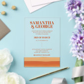 Retro Waterverf Strepen Terracotta Oranje bruiloft Acryl Uitnodigingen (Insitu (Huwelijk))