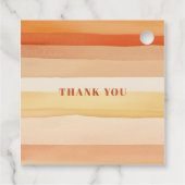 Retro Waterverf Strepen Terracotta Oranje bruiloft Bedankjes Labels (Achterkant)