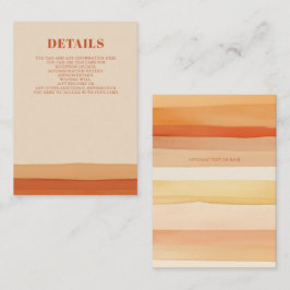 Retro Waterverf Strepen Terracotta Oranje bruiloft Informatiekaartje