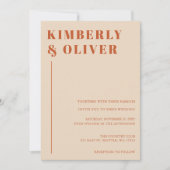 Retro Waterverf Strepen Terracotta Oranje bruiloft Kaart (Voorkant)