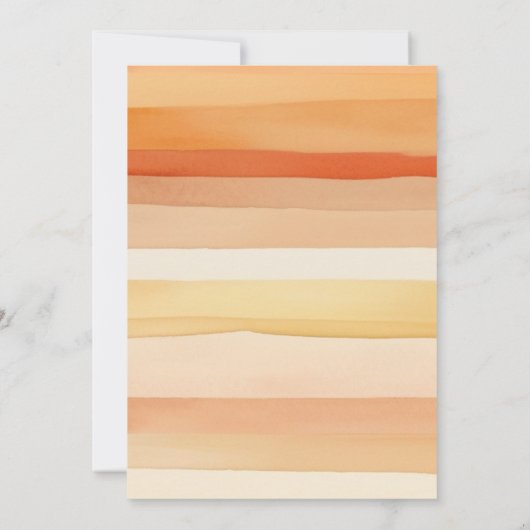 Retro Waterverf Strepen Terracotta Oranje bruiloft Kaart (Achterkant)