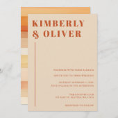 Retro Waterverf Strepen Terracotta Oranje bruiloft Kaart (Voorkant / Achterkant)