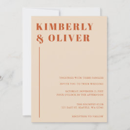 Retro Waterverf Strepen Terracotta Oranje bruiloft Kaart