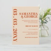 Retro Waterverf Strepen Terracotta Oranje bruiloft Kaart (Staand voorkant)