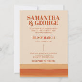 Retro Waterverf Strepen Terracotta Oranje bruiloft Kaart (Voorkant)