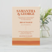 Retro Waterverf Strepen Terracotta Oranje bruiloft Kaart (Staand voorkant)