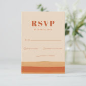 Retro Waterverf Strepen Terracotta Oranje bruiloft RSVP Kaartje (Staand voorkant)