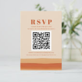 Retro Waterverf Strepen Terracotta Oranje QR-CODE RSVP Kaartje (Staand voorkant)