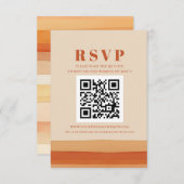 Retro Waterverf Strepen Terracotta Oranje QR-CODE RSVP Kaartje (Voorkant / Achterkant)