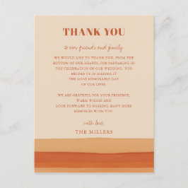 Retro Waterverf Stripes Terracotta Dank u Briefkaart