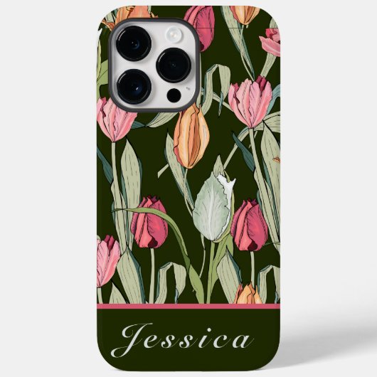 Retro Waterverf Tulips Floral Pattern Case-Mate iPhone Case (Achterkant)