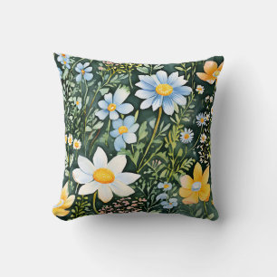 Retro Waterverf Wildflowers Naadloos Patroon Kussen