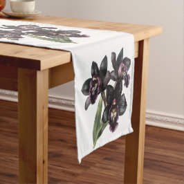 Retro waterverf zwarte orchideeën tafelloper