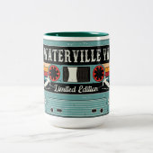 Retro Waterville Valley Ski Sticker Tweekleurige Koffiemok (Center)