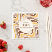 Retro Wave Artistieke Bloem Boog Bruin Verjaardag Servet (Insitu)