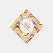 Retro Wave Artistieke Bloem Boog Bruin Verjaardag Servet (Hoek)