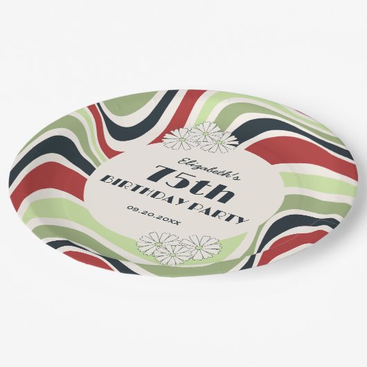 Retro Wave Artistieke onderste groen rood zwart Ve Papieren Bordje (Gekanteld)