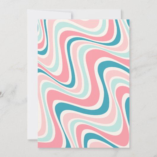 Retro Wave Bloem Arch Roze Groen Verjaardag Kaart (Achterkant)