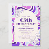 Retro Wave Bloem Arch Violet Blauw Verjaardag Kaart (Voorkant)