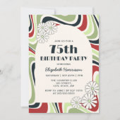 Retro Wave Bloem Boog Groen Rood Zwart Verjaardag Kaart (Voorkant)