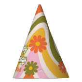 Retro Wave Bloem Groen 40e Verjaardag Welkom Feesthoedjes (Rechts)