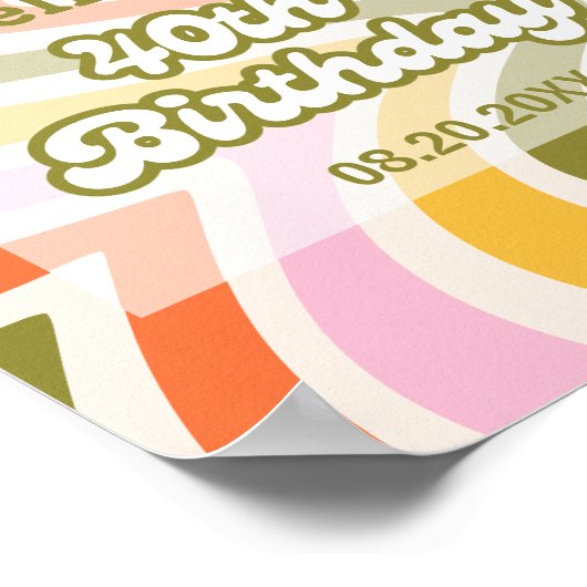 Retro Wave Bloem Groen 40e Verjaardag Welkom Poster (Hoek)