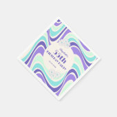 Retro Wave Bloem Mint Blauw Verjaardag Servet (Hoek)